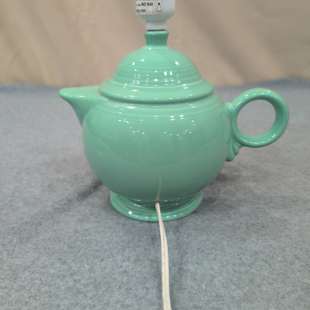Fiesta Seafoam Green Ceramic Teapot Table Lamp Novelty Kitchen Accent Light - Picture 5 of 7